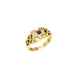 Muladhara Root Chakra with Celtic Designs Solid Yellow Gold Ring GRI2351