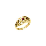 Muladhara Root Chakra with Celtic Designs Solid Yellow Gold Ring GRI2351