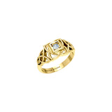 Muladhara Root Chakra with Celtic Designs Solid Yellow Gold Ring GRI2351