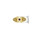 Muladhara Root Chakra with Celtic Designs Solid Yellow Gold Ring GRI2351