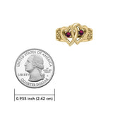 Celtic Double Heart And Trinity With Gemstone Solid Gold Ring GRI2392 - Jewelry