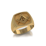 Masonic Solid Yellow Gold Men Ring GRI2411