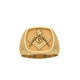 Masonic Solid Yellow Gold Men Ring GRI2411