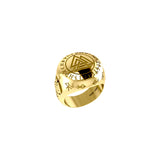 Norse Viking Valknut Solid Yellow Gold Ring with Rune Symbols GRI2413