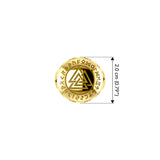 Norse Viking Valknut Solid Yellow Gold Ring with Rune Symbols GRI2413