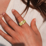 Peter Stone Puzzle Ring Theme Sigil of Archangels & Demons Solid Yellow Gold Ring GRI2444