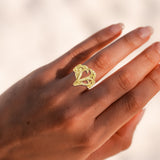 Love of The Mythical Celtic Heart Raven Solid Gold Ring GRI2565