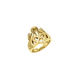 Triple Snake with Celtic Heart Solid Gold Ring GRI2567