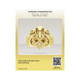 Triple Snake with Celtic Heart Solid Gold Ring GRI2567