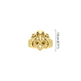 Triple Snake with Celtic Heart Solid Gold Ring GRI2567