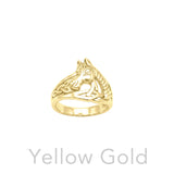 Horse with Celtic Knot Solid Gold Ring GRI2599
