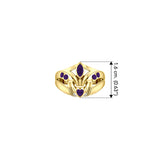 Irish Claddagh Solid Yellow Gold Ring with Gemstones GRI274