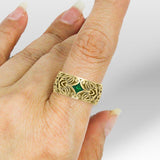 Modern Celtic Solid Gold Gemstone Ring GRI671