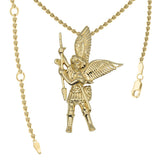 Archangel Michael Solid Yellow Gold Pendant GPD3073 - Jewelry