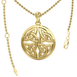 Celtic Trinity Quaternary Knot Solid Gold Pendant GPD4637 - Jewelry