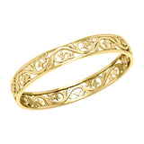 Filigree Leaf Solid Gold Bangle GTBG133