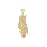 Owl Solid Gold Pendant GTP1619 (Hollow Back)