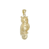 Owl Solid Gold Pendant GTP1619 (Hollow Back) - Jewelry