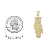 Owl Solid Gold Pendant GTP1619 (Hollow Back) - Jewelry