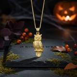 Owl Solid Gold Pendant (Hollow Back)