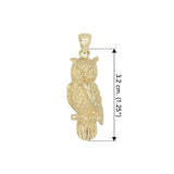 Owl Solid Gold Pendant GTP1619 (Hollow Back) - Jewelry