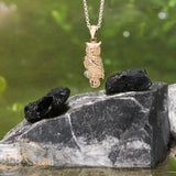 Owl Solid Gold Pendant GTP1619 (Hollow Back)
