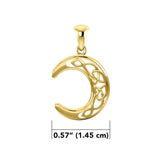 Celtic Crescent Moon Solid Gold Pendant GTP2963 - Jewelry