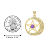 Celtic Crescent moon with Star Yellow Gold Pendant GTP474 by GTP474