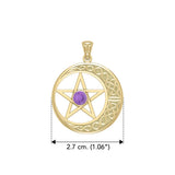 Celtic Crescent moon with Star Yellow Gold Pendant GTP474 by GTP474