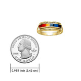 Rainbow Color Inlay Solid Gold Ring GTR164 - Jewelry