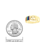 Pride Symbol with Rainbow Color Inlay Solid Gold Ring GTR285 - Jewelry