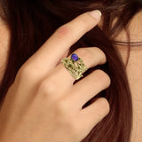 Dragon Holding Gem Solid Yellow Gold Ring by GTR3808