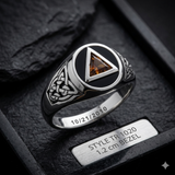 Celtic AA Symbol Sterling Silver Ring With Gemstone Sobriety Triangle Motif TR1020 Engraved by TR1020-EN