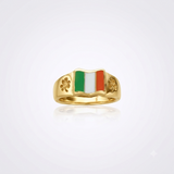 Irish Flag Celtic Shamrock Solid Gold Ring GTR3774