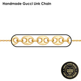 Solid 14K Yellow Gold Handmade Gucci Link Chain Necklace, Sizes 4.6mm - 12.2mm