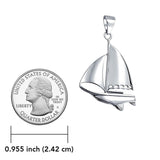Rushing on a sea adventure ~ Sail Boat Silver Pendant with Chain Set TSE695 - Jewelry