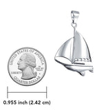 Sail Far with the Majestic Schooner Silver Pendant Chain and Earrings Box Set SET071