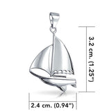 Rushing on a sea adventure ~ Sail Boat Silver Pendant with Chain Set TSE695 - Jewelry