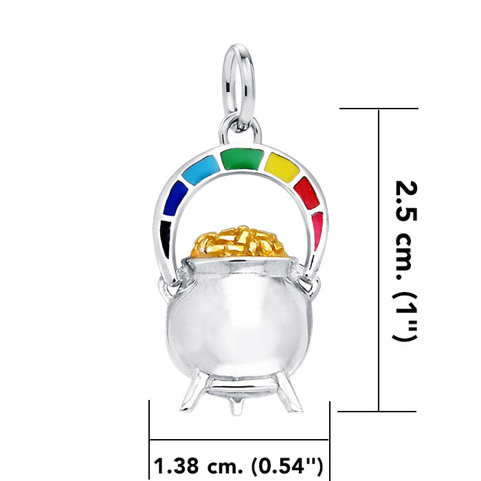 There’s magic in a rainbow pot of gold ~ Sterling Silver Goddess Danu Charm Jewelry with 14k Gold accent  MCM153