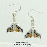 Whale Tail Steampunk Sterling Silver with 14K Gold Accent Earrings MER1374