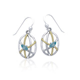 Contemporary Oval Shape and Rope Design Sterling Silver with Gold Accent Earrings MER1253