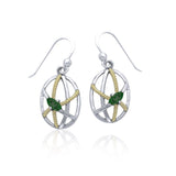 Contemporary Oval Shape and Rope Design Sterling Silver with Gold Accent Earrings MER1253