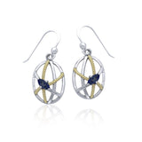 Contemporary Oval Shape and Rope Design Sterling Silver with Gold Accent Earrings MER1253