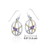 Contemporary Oval Shape and Rope Design Sterling Silver with Gold Accent Earrings MER1253