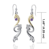 An elegant expression of eternity and Celtic pride ~ Celtic Triquetra Sterling Silver with 14K Gold Accent and Gemstones Earrings MER570