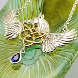 Celtic Pegasus Horse with Wing Silver Necklace with gold plating 14K 2 Micron MNC540
