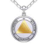 Sigil Seal of The AA Recovery Silver with 14K Gold Accent Necklace MNC558 - Jewelry