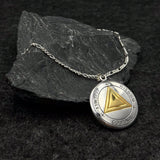Sigil Seal of The AA Recovery Silver with 14K Gold Accent Necklace MNC558 - Jewelry