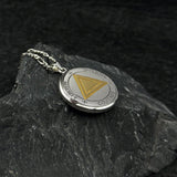 Sigil Seal of The AA Recovery Silver with 14K Gold Accent Necklace MNC558 - Jewelry