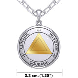 Sigil Seal of The AA Recovery Silver with 14K Gold Accent Necklace MNC558 - Jewelry